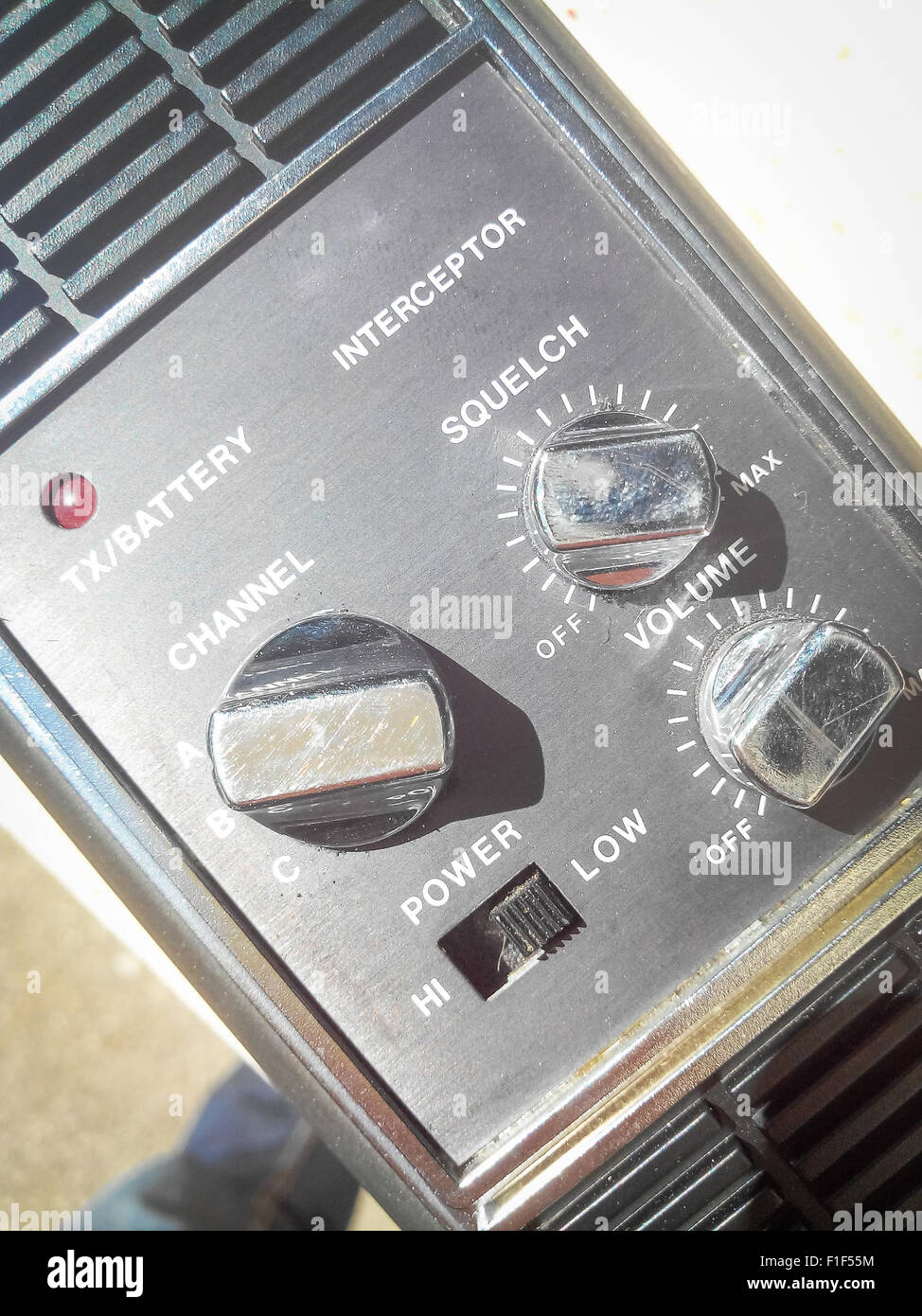 old portable radio/ walkie-talkie, old tecnology for telecomunications. Stock Photo