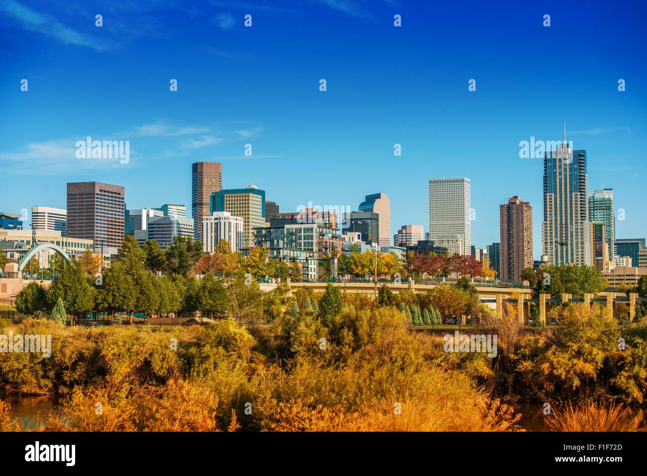 Summer in Denver Colorado. Denver Summer Skyline Panorama. United ...