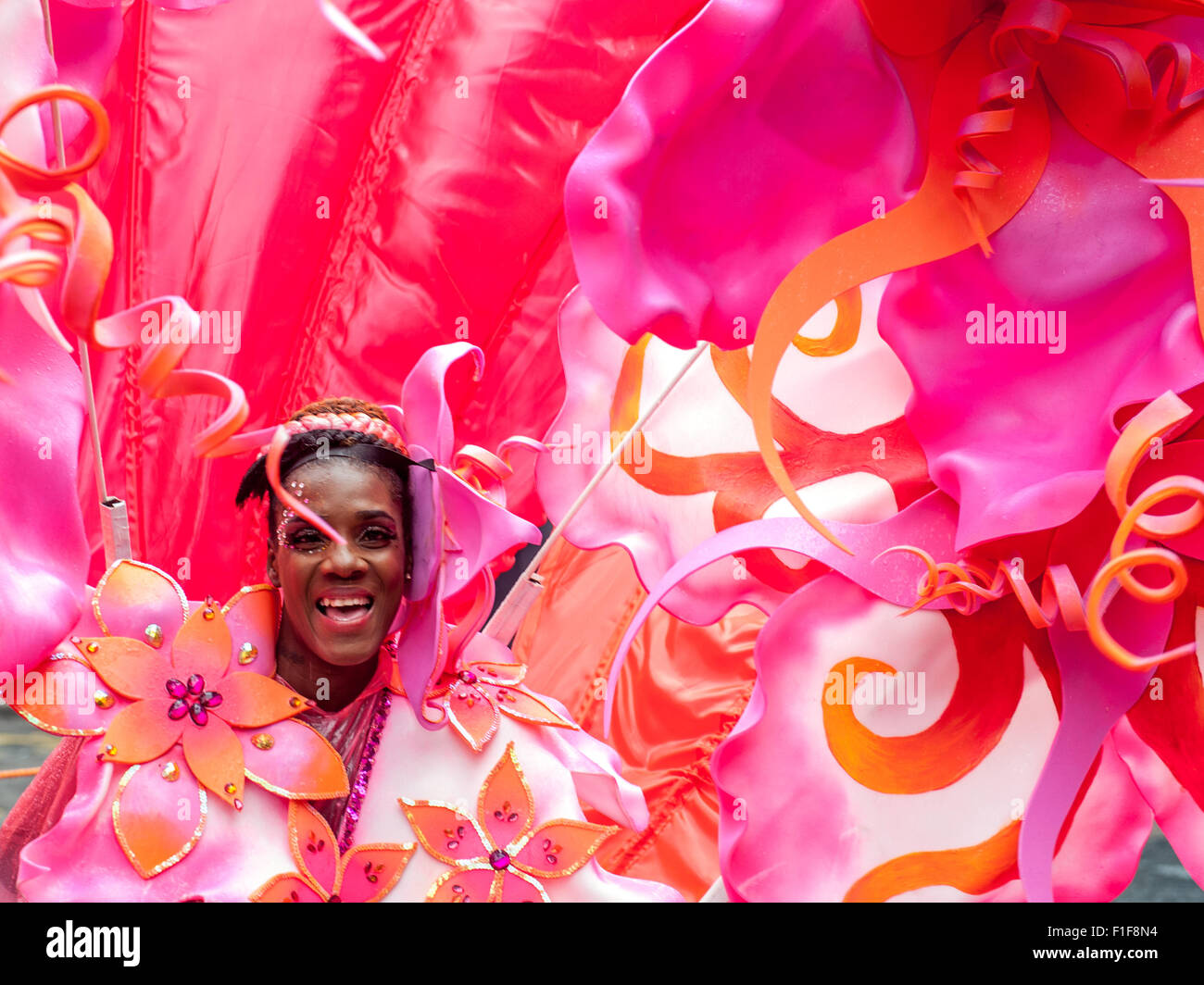 London, UK. 31 August, 2015. Performers in costumes dancing along the