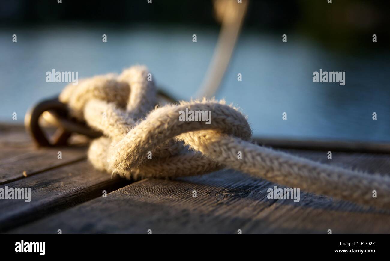 Rope at dock close up Stock Photo - Alamy