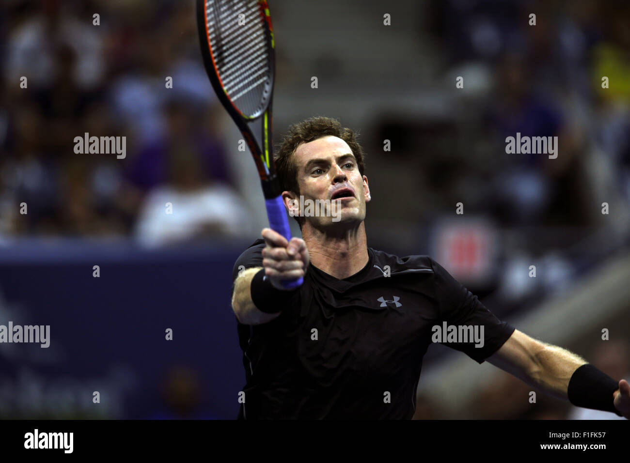 New York, USA. 01st Sep, 2015. Great Britain's Andy Murray sin action against Nick Krygios during their first round match at the U.S. Open in Flushing Meadows, New York on September 1st, 2015. Credit:  Adam Stoltman/Alamy Live News Stock Photo