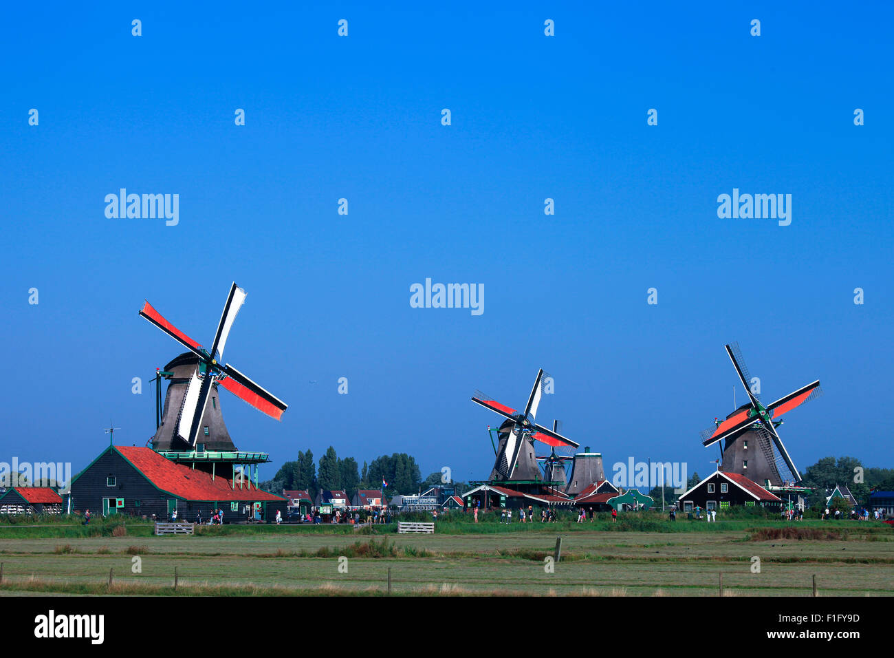 Classic Dutch windmill at Zaanse Schans Stock Photo