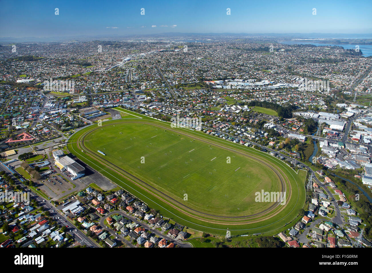 Avondale Racecourse, Auckland, North Island, New Zealand aerial Stock