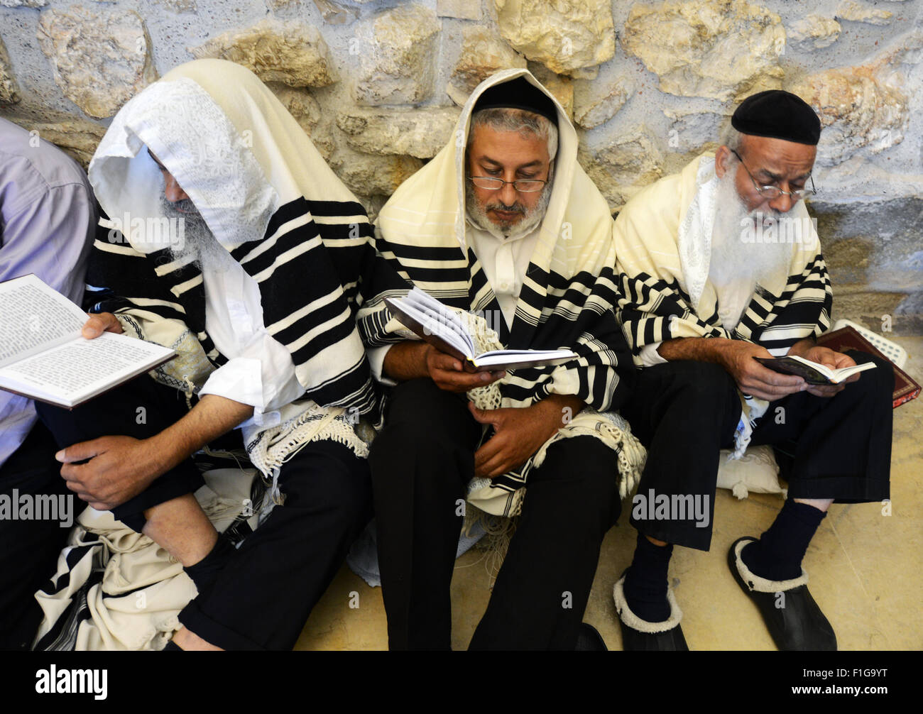 Tisha Be'Av at the Wailing Wall in Jerusalem Stock Photo