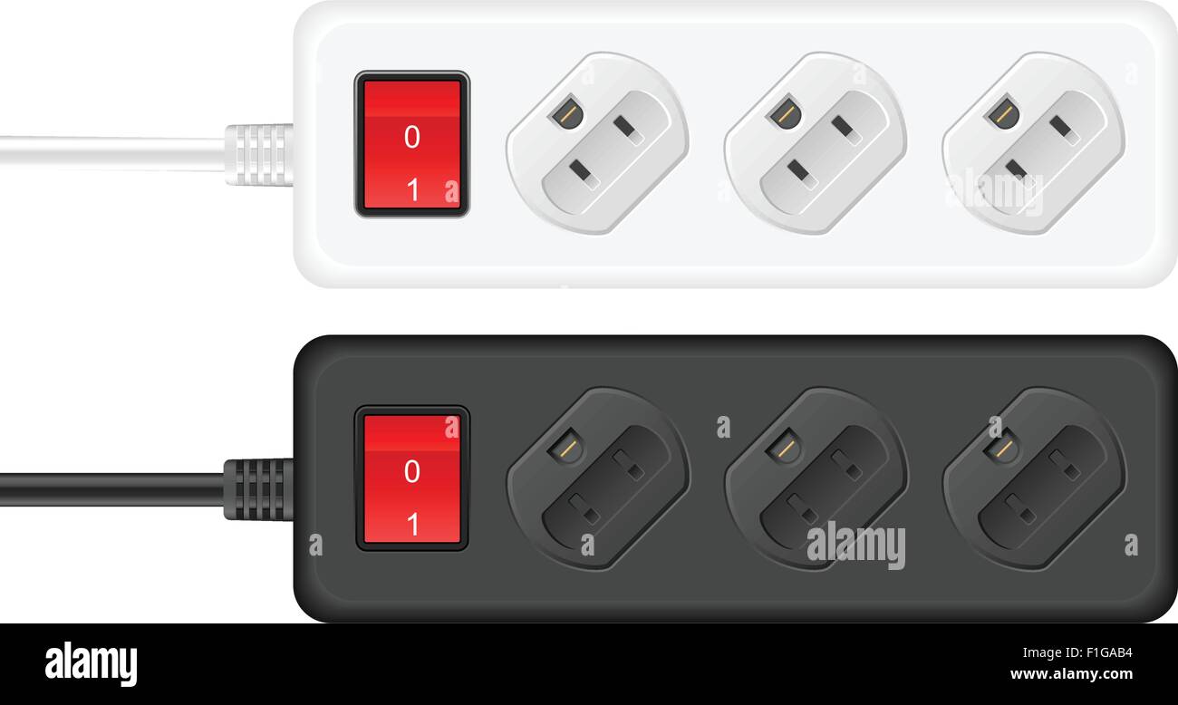 Portable outlet electrical socket on a white background. Vector