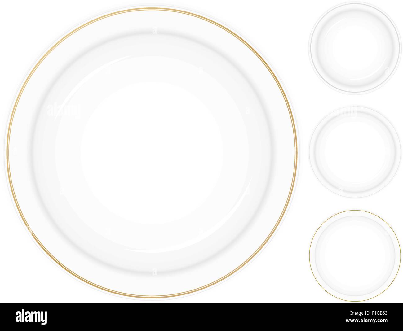 Empty plates on a white background. Vector illustration. Stock Vector