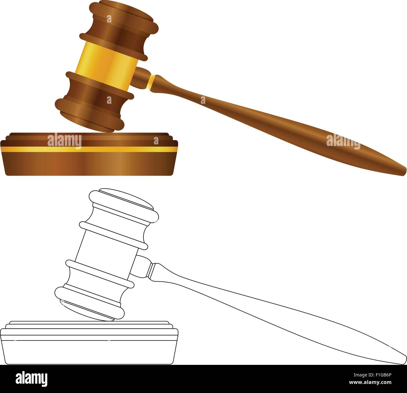 Judge gavel on a white background. Vector illustration Stock Vector