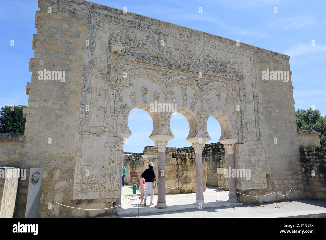 The arched entrance to the House of Ya'far, Medina Azahara, (Madinat az-Zahra Arab Muslin medieval palace-city), Cordoba, Spain. Stock Photo