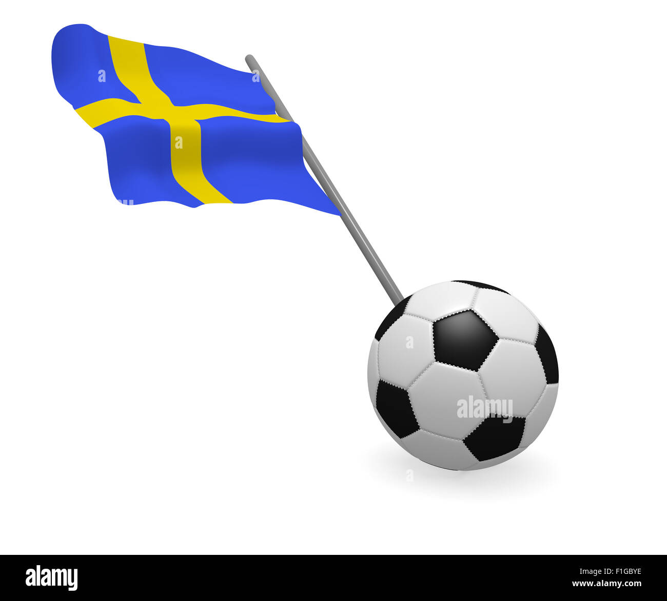 Soccer ball with the flag of Sweden on a white background Stock Photo