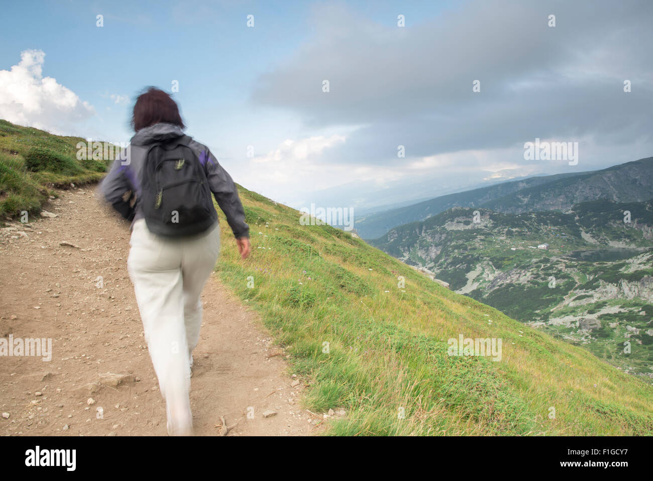Asian woman hiking in mountain hi-res stock photography and images - Alamy