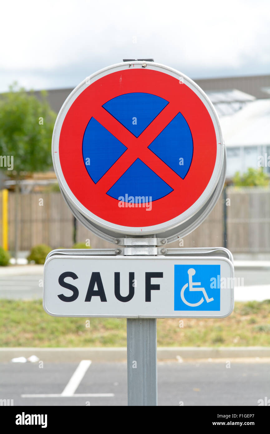No parking disabled drivers only sign in France Stock Photo Alamy