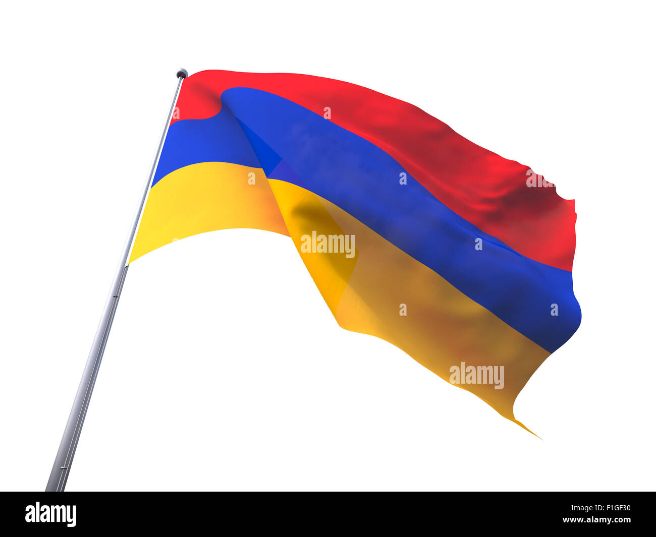 Armenia flying flag isolate on white background Stock Photo - Alamy
