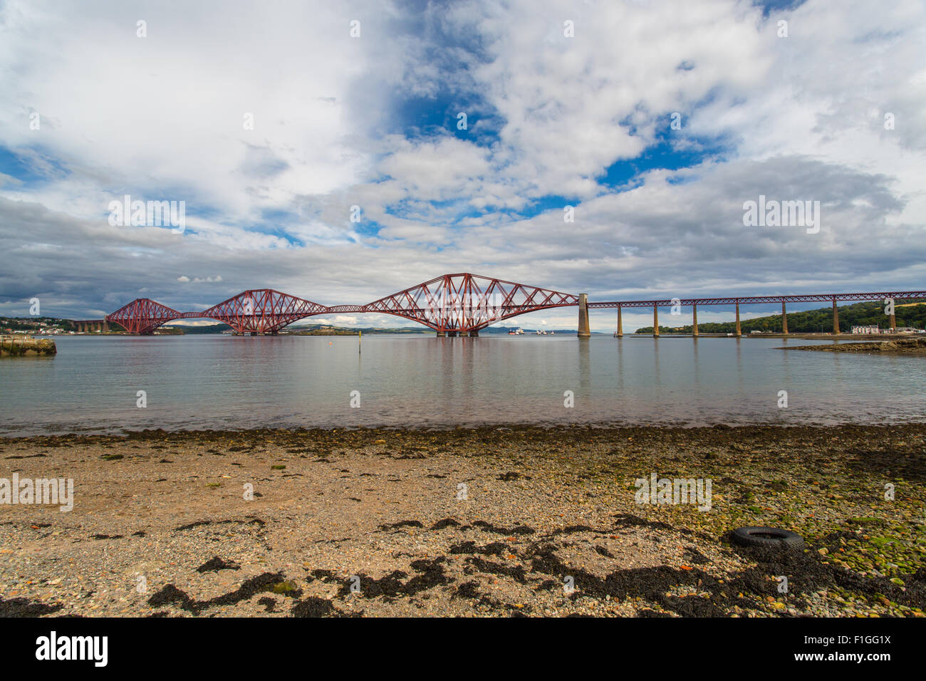 Firth of Forth Road Bridge, Queensferry Scotland.  Second longest cantilever bridge in the world Stock Photo