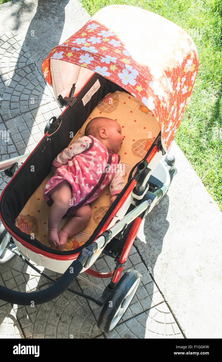 Baby sleep in baby buggy. Close up Stock Photo Alamy