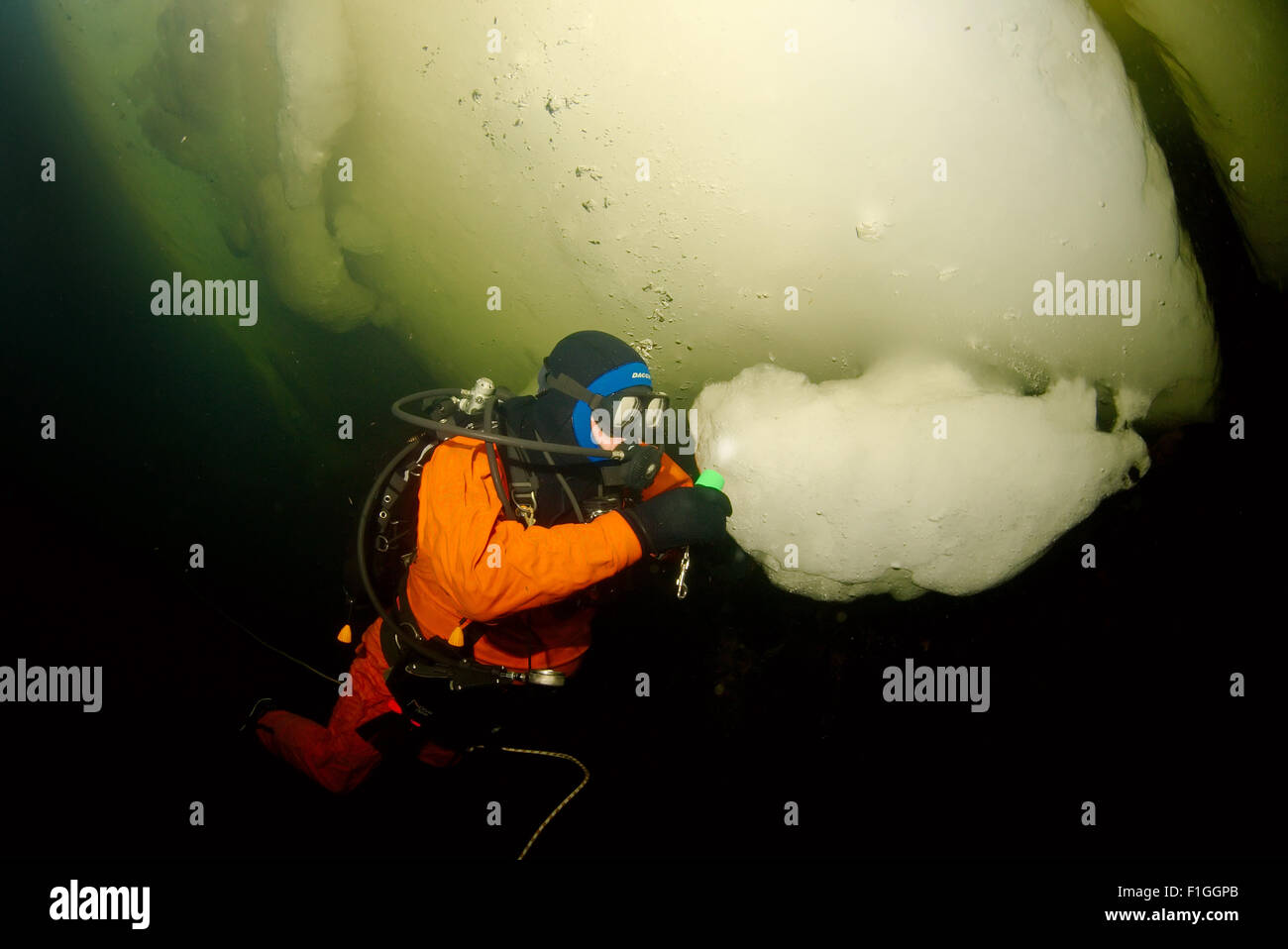 White Sea, Arctic, Russia. 15th Oct, 2014. Ice diving in Arctic, Russia, Russian north, north, Kareliya, White sea © Andrey Nekrasov/ZUMA Wire/ZUMAPRESS.com/Alamy Live News Stock Photo