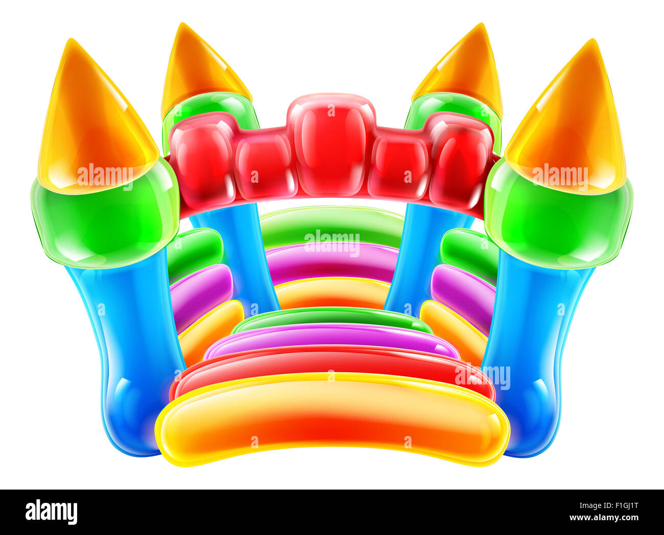 An illustration of a colourful inflatable children s party castle Stock Photo