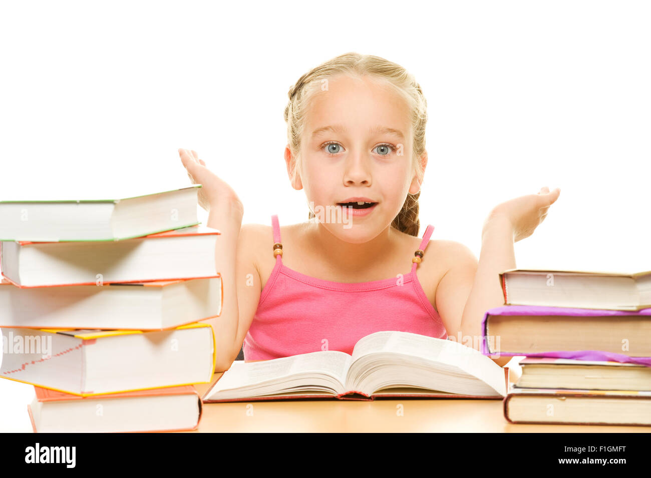 Surprised little schoolgirl Stock Photo - Alamy