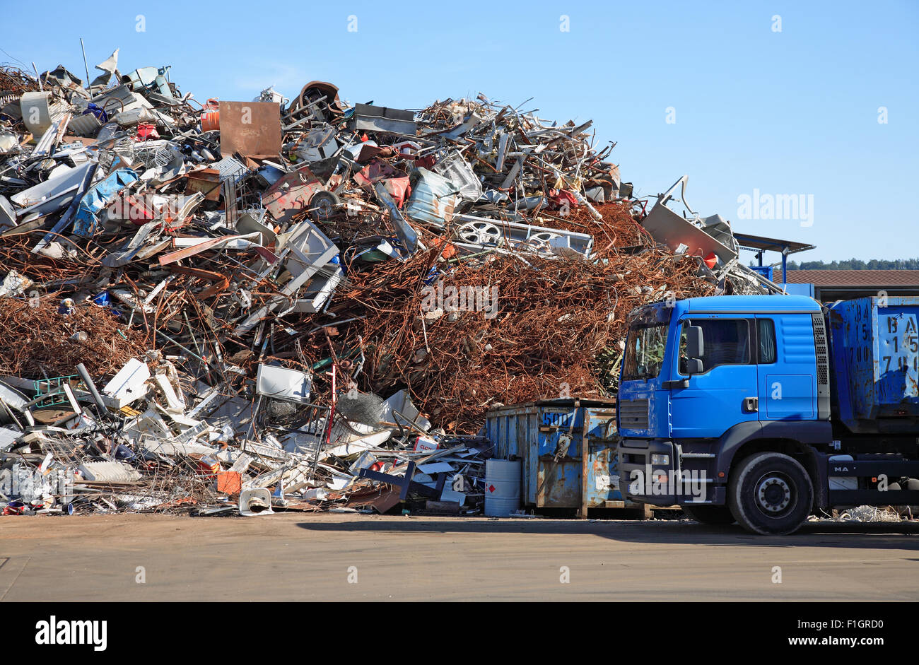 Pile of different metal scrap metal in a recycling company Stock Photo