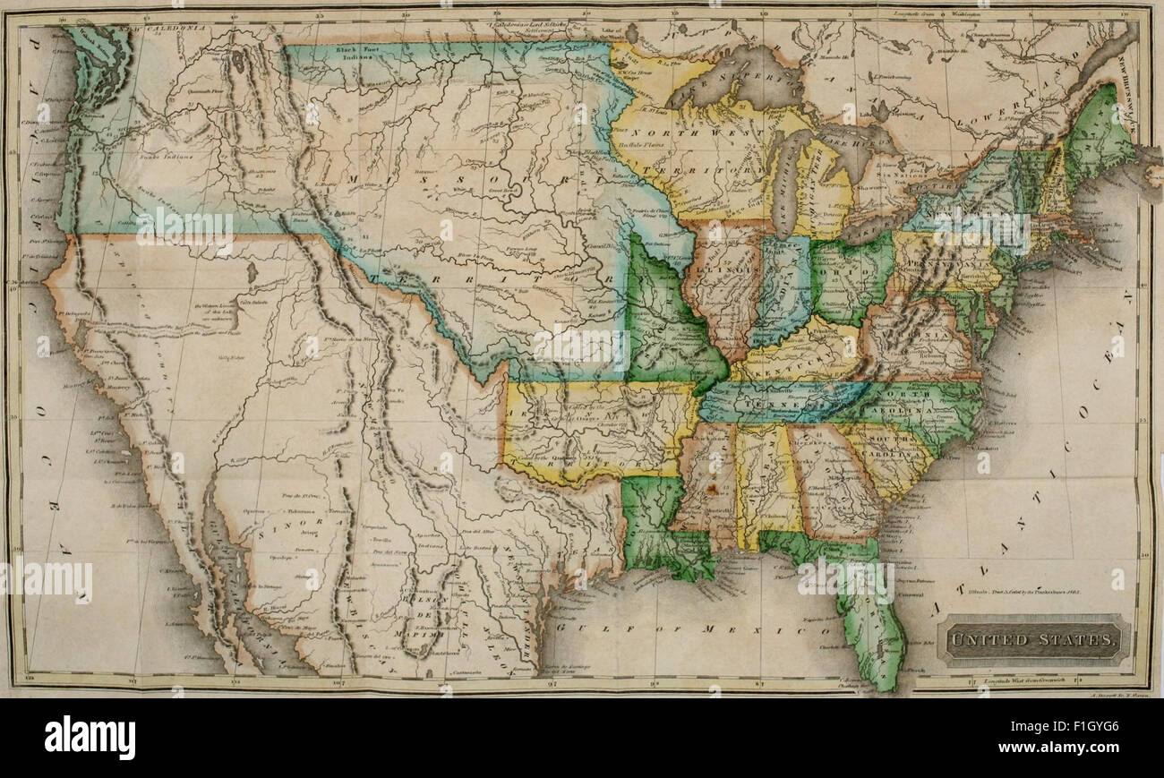 1820 map united states hi res stock - A Report To The Secretary Of War Of The United States On Indian Affairs F1GYG6