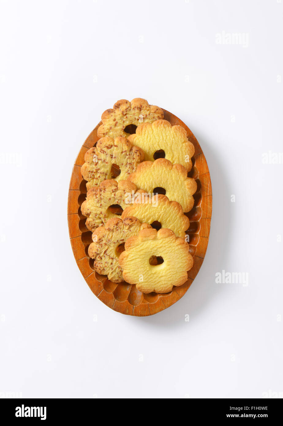 bowl of italian butter cookies Canestrelli on white background Stock Photo