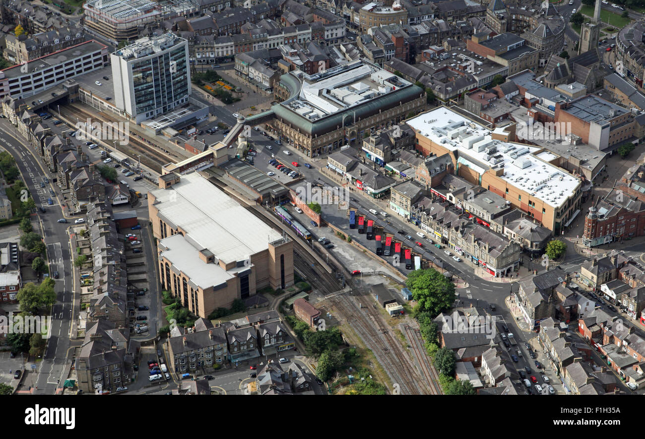 aerial view of Station Parade in Harrogate, North Yorkshire including