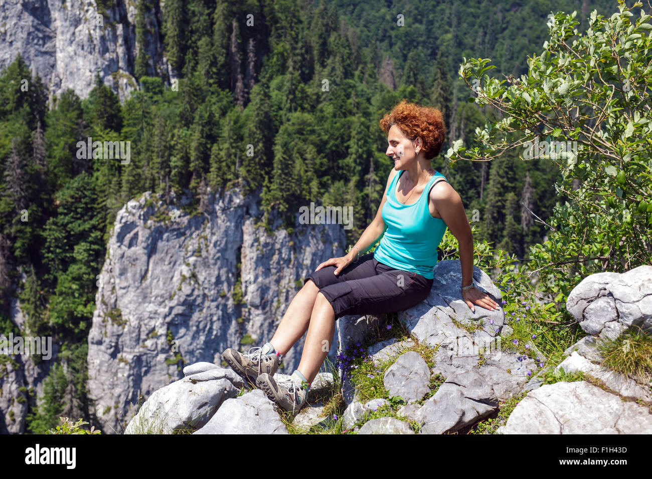 Aerial view woman hiker backpack hi-res stock photography and images ...
