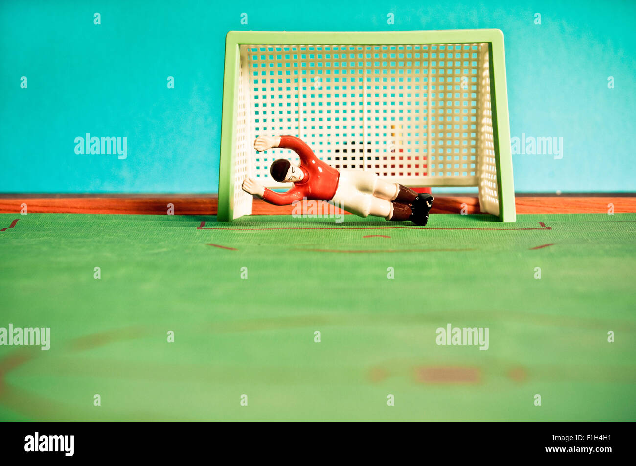 vintage soccer toy goalkeeper Stock Photo Alamy