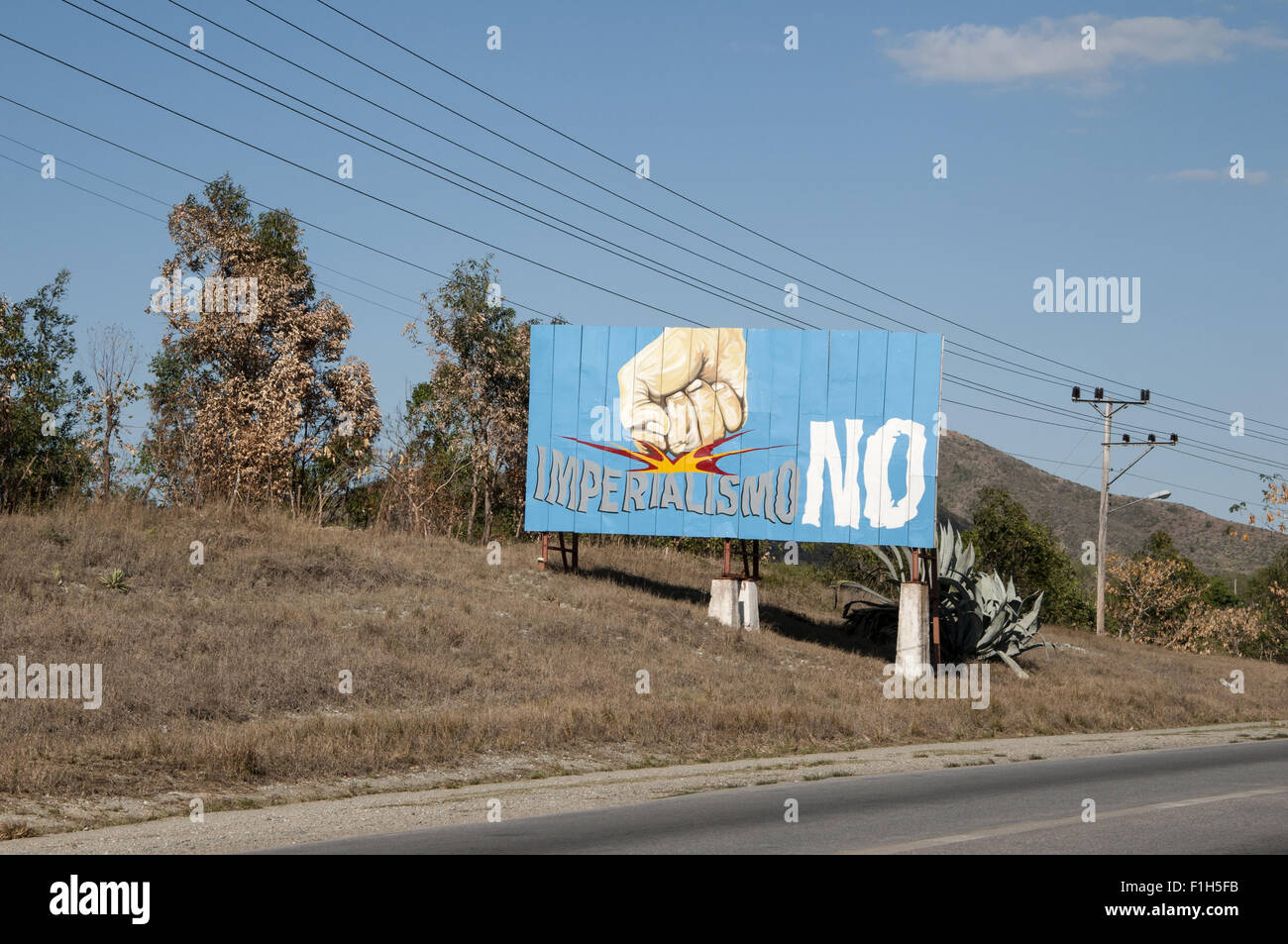 Billboard imperialisimo no, Cuba Stock Photo