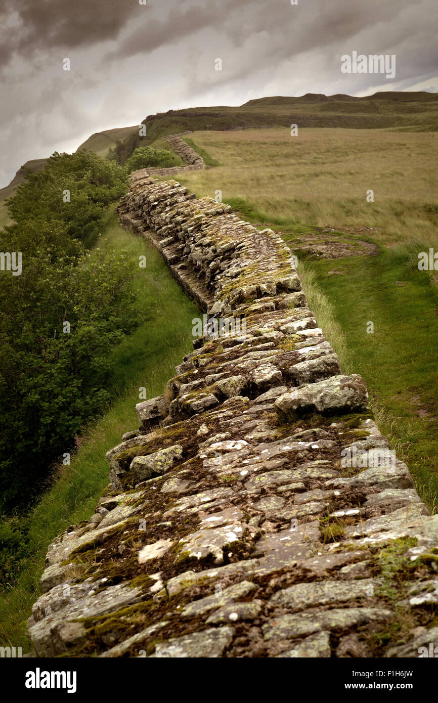 Hadrians wall at Cawfields Stock Photo Alamy