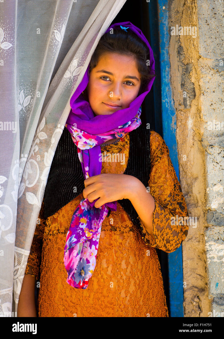 Young Kurdish Girl, Palangan, Iran Stock Photo