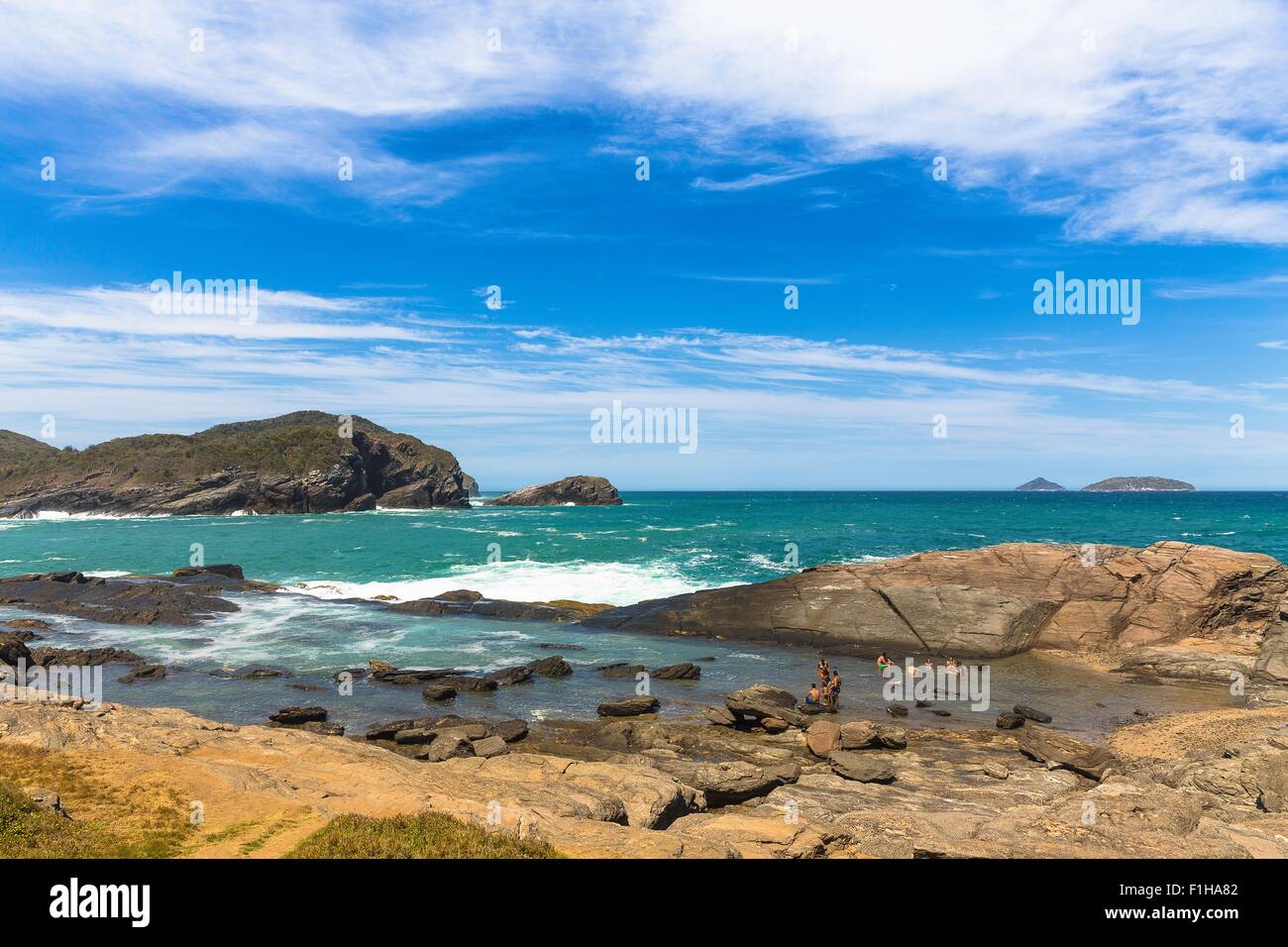 View of coast, Lagoinha, Buzios, Rio de Janeiro, Brazil Stock Photo