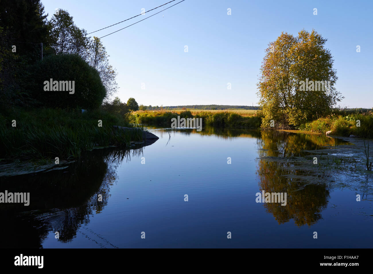 Calm river at Myllykulma, Orimattila Finland Stock Photo