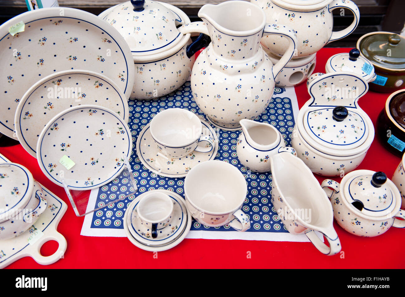 Boleslawiec Ceramics folk tableware Stock Photo - Alamy
