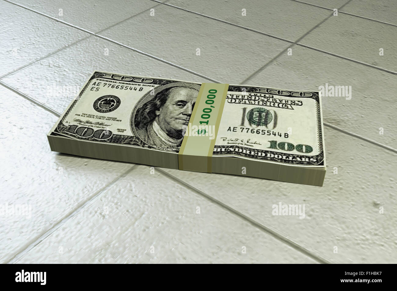 dollar stack on concrete floor Stock Photo - Alamy