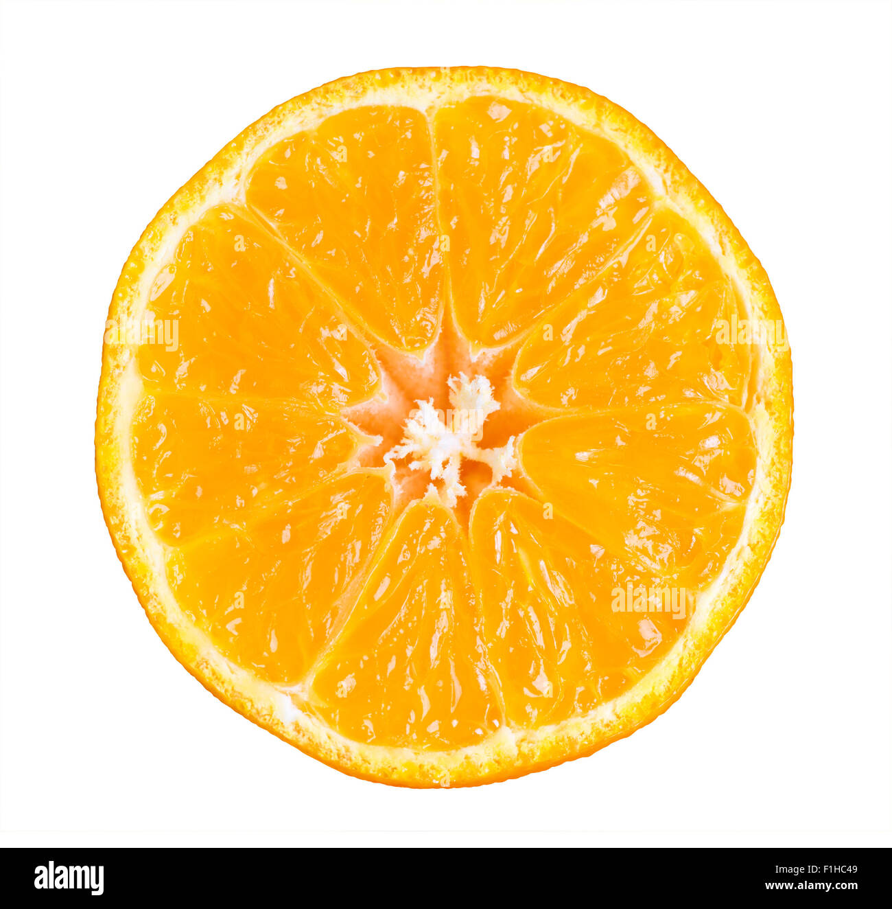 Tangerine slice on white background Stock Photo - Alamy
