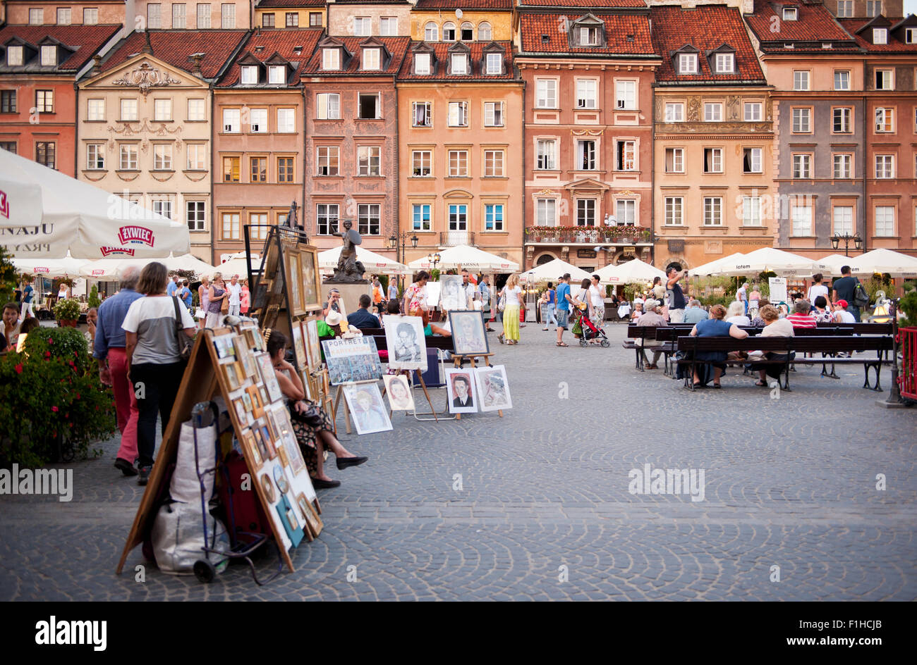 Old Town Market Place in Warsaw Stock Photo