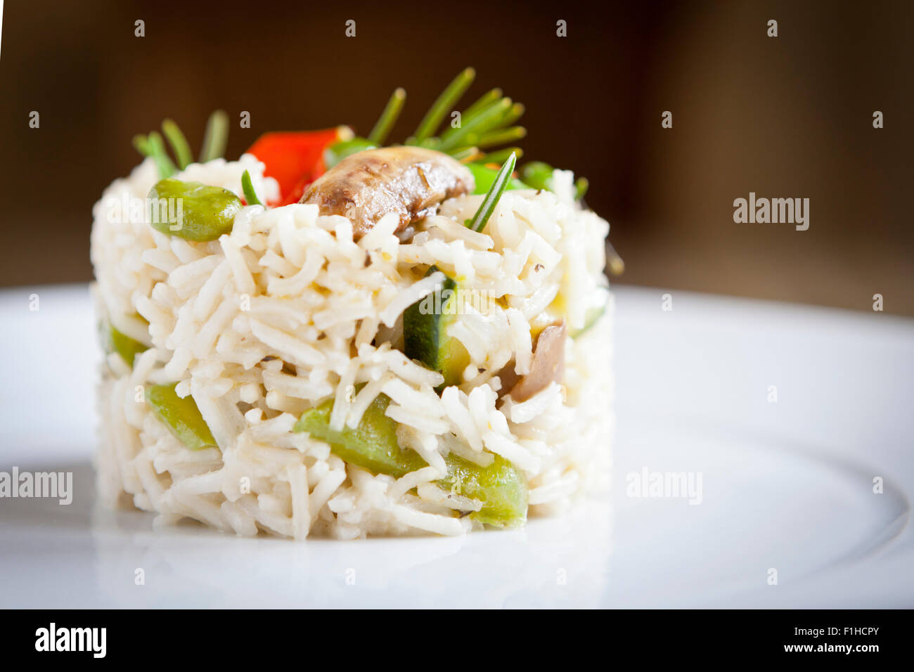 Tamboril rice with vegetables on a plate Stock Photo