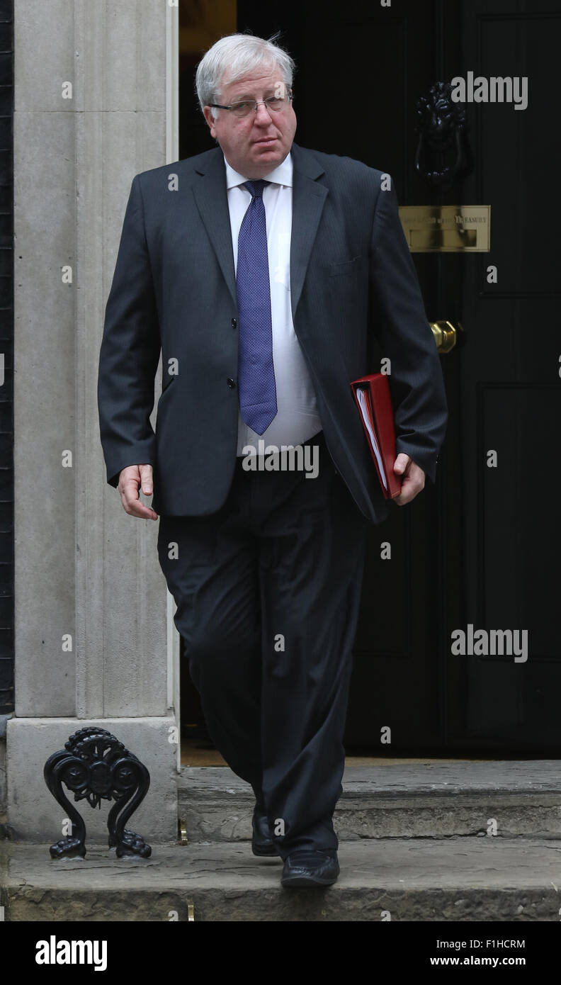 London, UK, 14th July 2015: Patrick McLoughlin seen at Downing Street in London Stock Photo