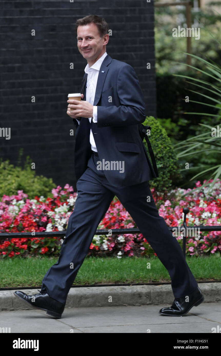 London, UK, 14th July 2015: Health Secretary Jeremy Hunt seen at Downing Street in London Stock Photo
