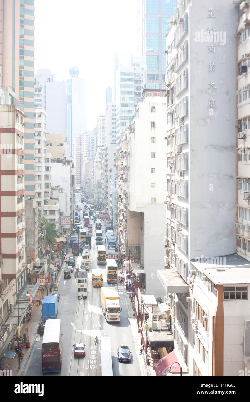 View from The Peak, down onto Central, and Kowloon, Hong Kong Stock Photo