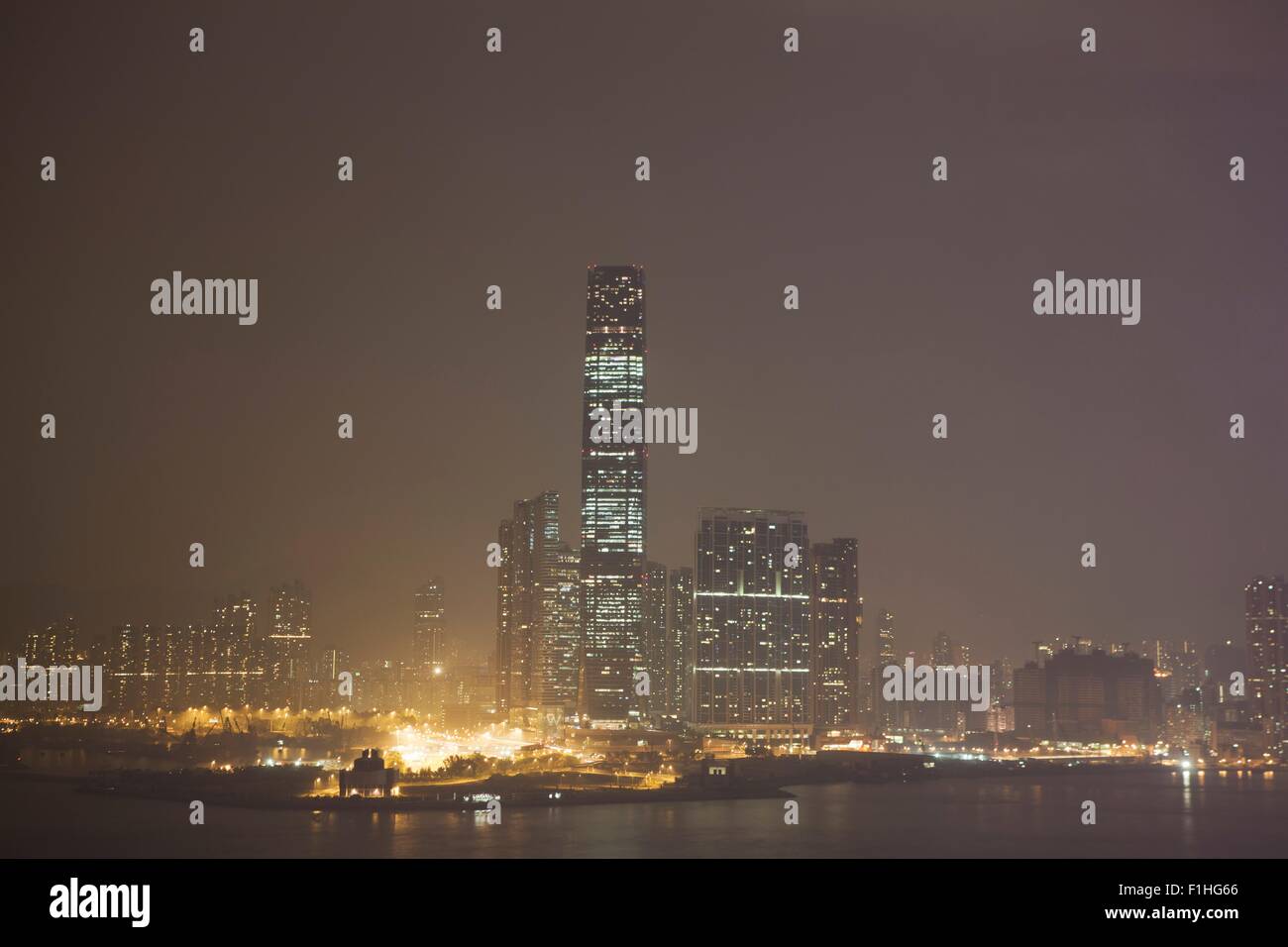 View from The Peak, down onto Central, and Kowloon, Hong Kong Stock Photo