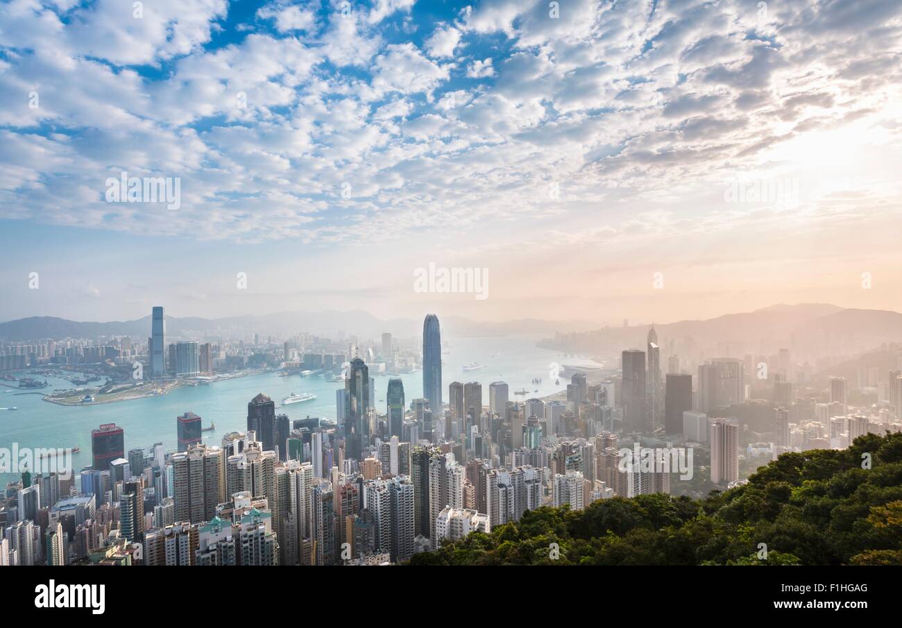 Central Hong Kong skyline and Victoria harbor, Hong Kong, China Stock Photo