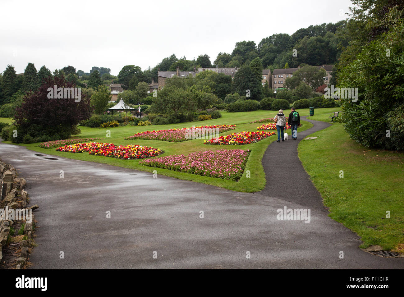 Late summer flowers on display in Haworth Central Park West Yorkshire a