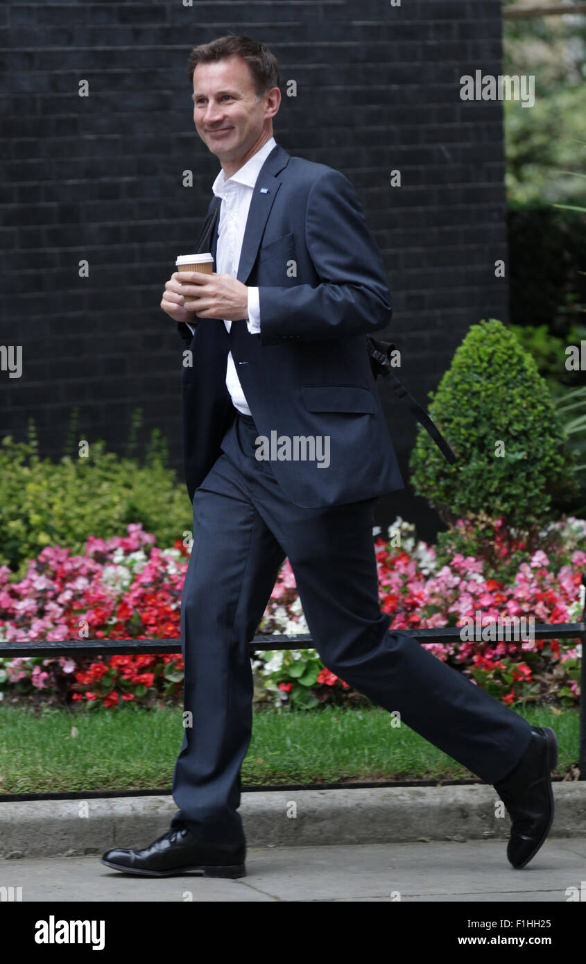 London, UK, 14th July 2015: Health Secretary Jeremy Hunt seen at Downing Street in London Stock Photo