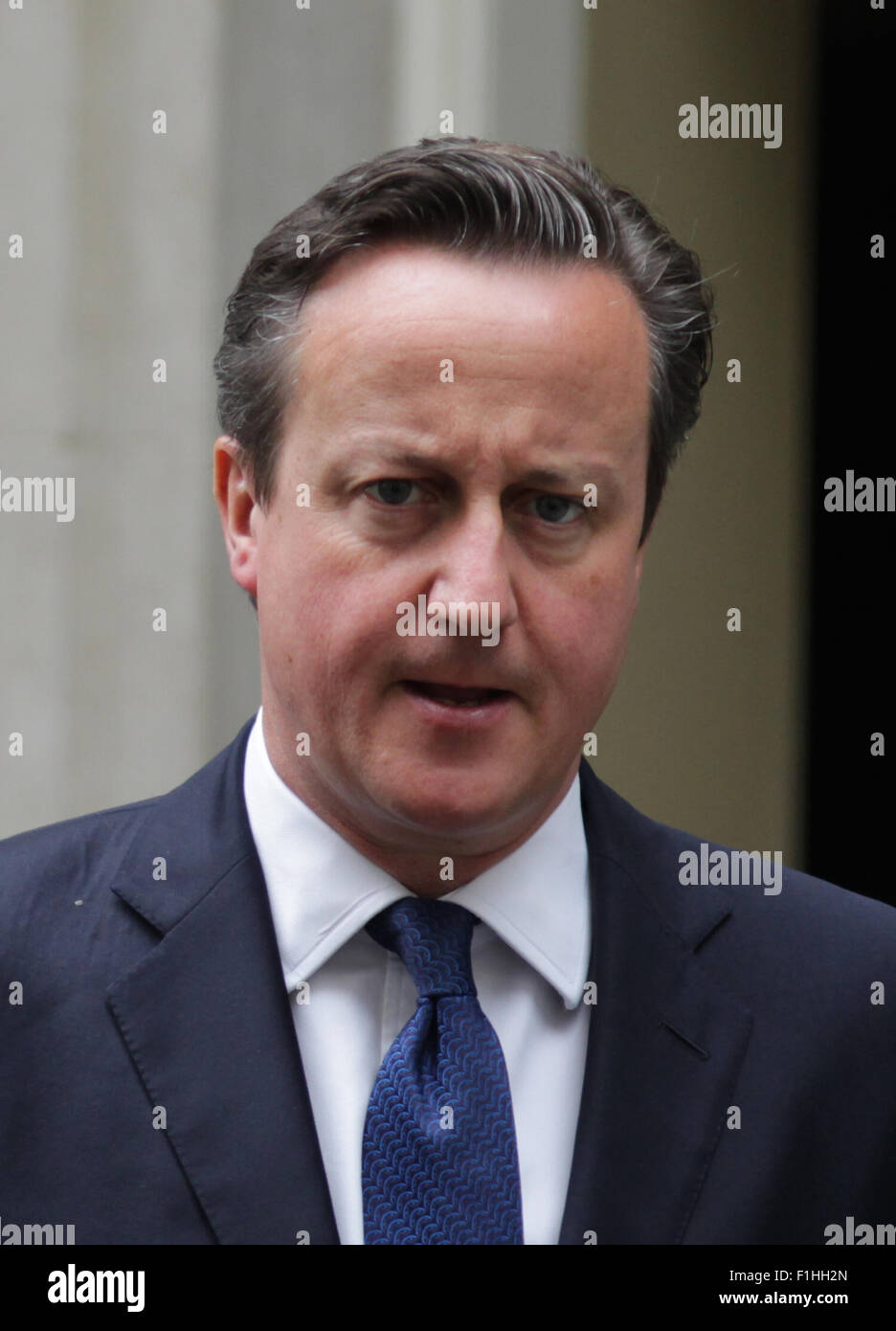 London, UK, 14th July 2015: David Cameron British Prime Minister seen leaving Downing Street in London Stock Photo