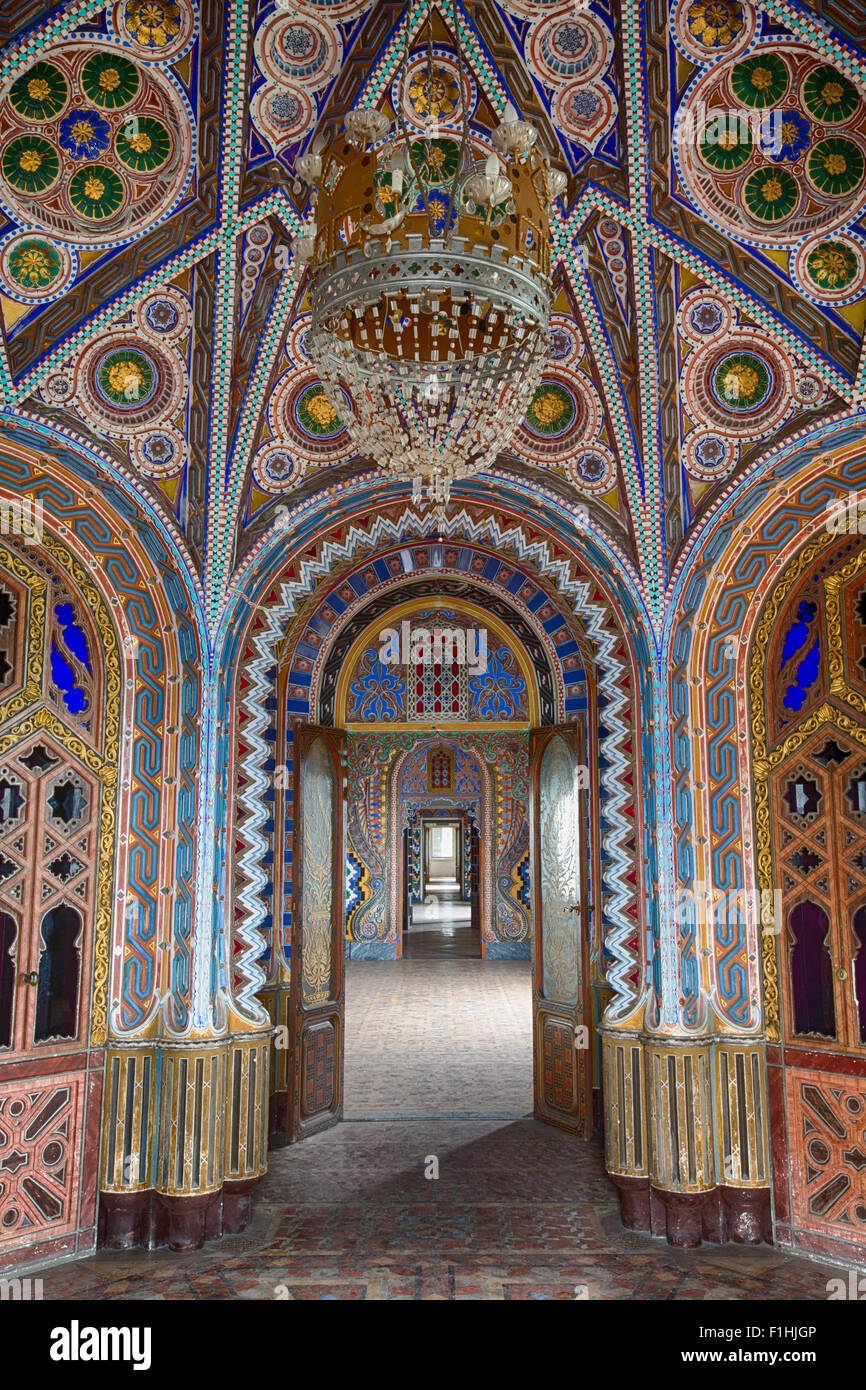 Moorish style palace interior, a fairy tale castle from 1001 Arabian nights Stock Photo