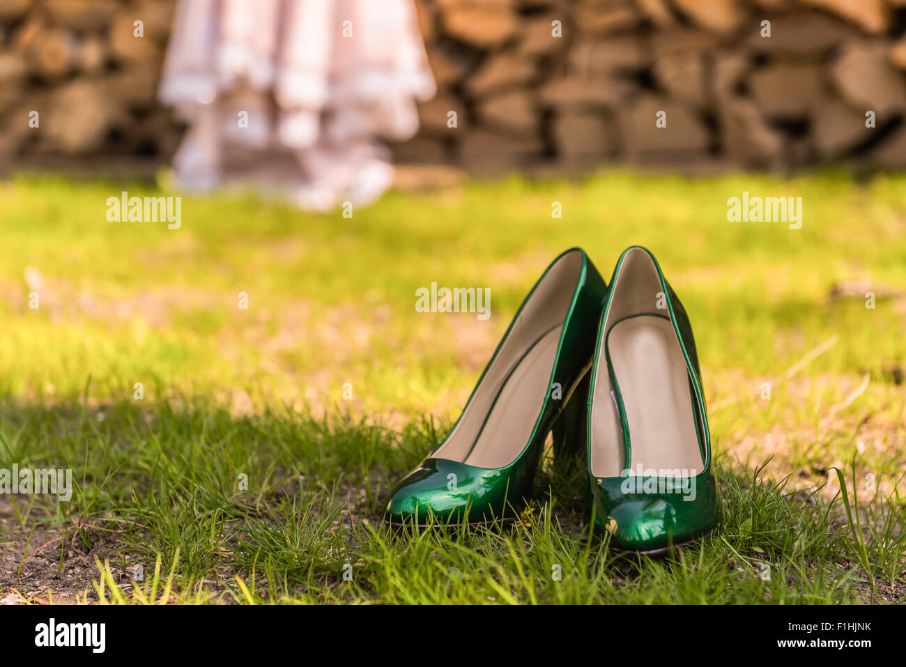 green bridesmaid shoes