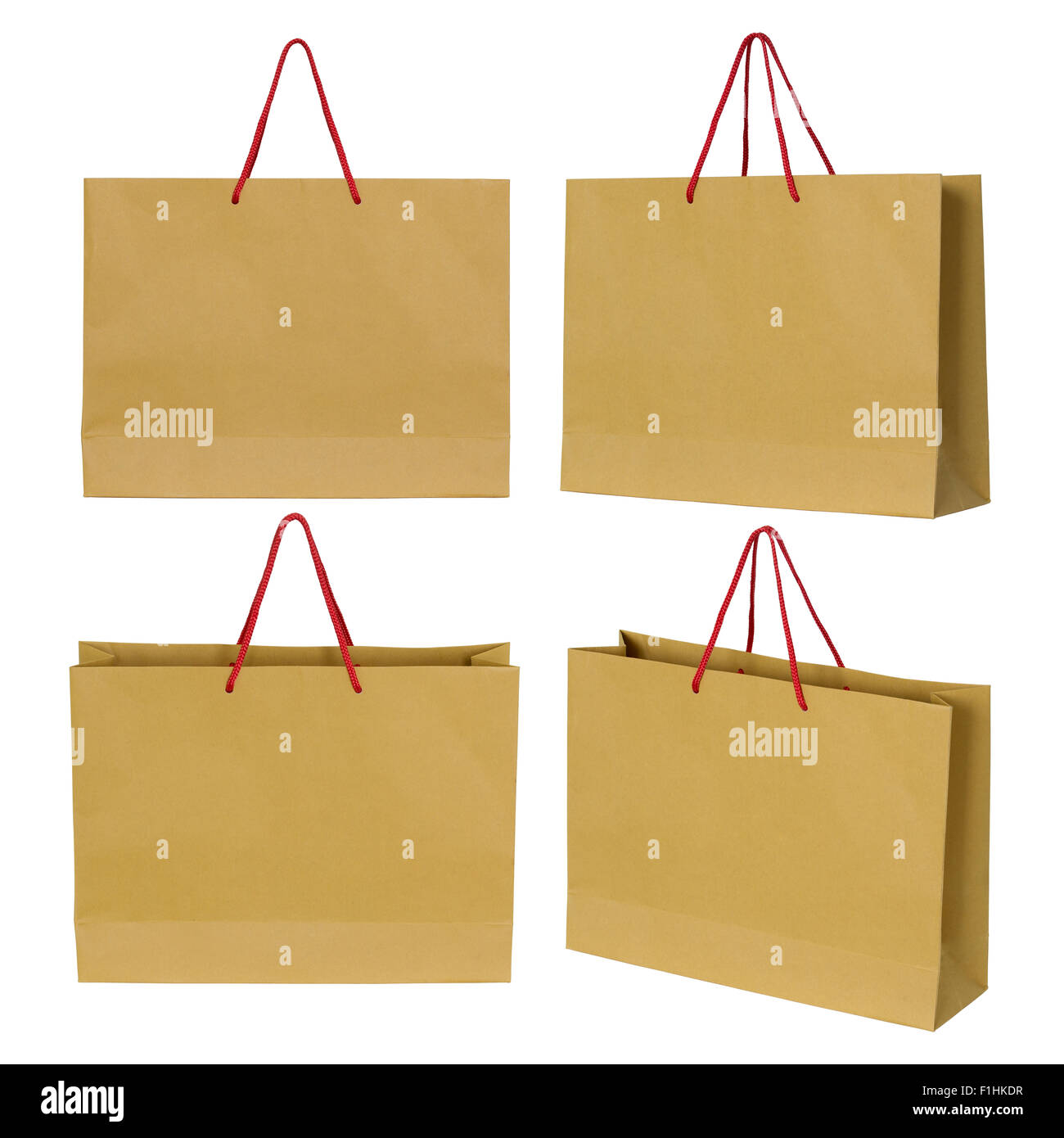 brown paper bag set Stock Photo