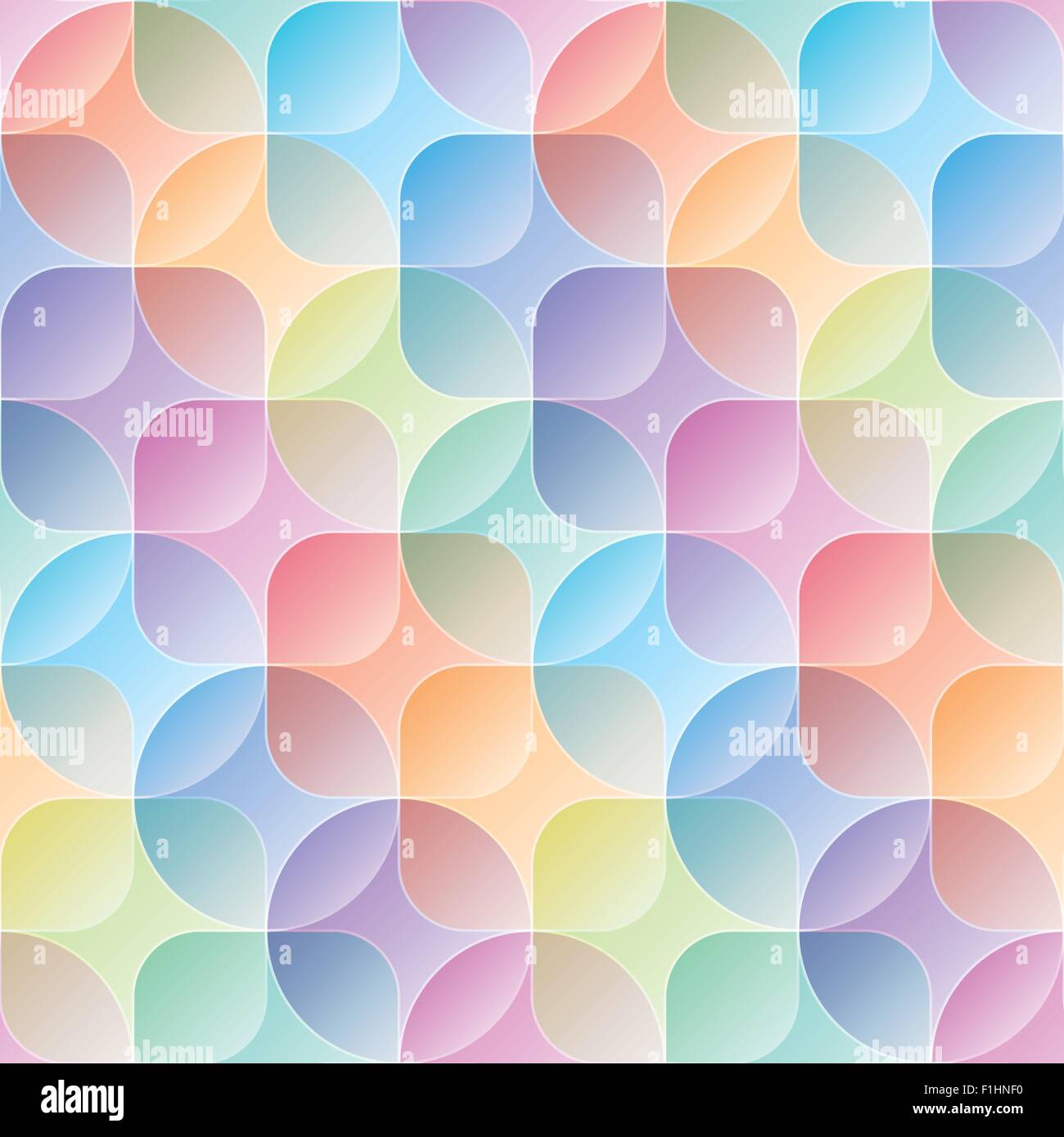 Overlap and transparent circles and squares. Colorful seamless background. Vector EPS10 tileable pattern. Stock Vector