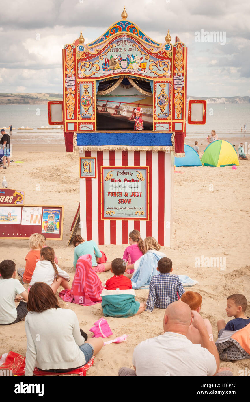 Punch and Judy show on the beach, Weymouth, Dorset UK Stock Photo Alamy